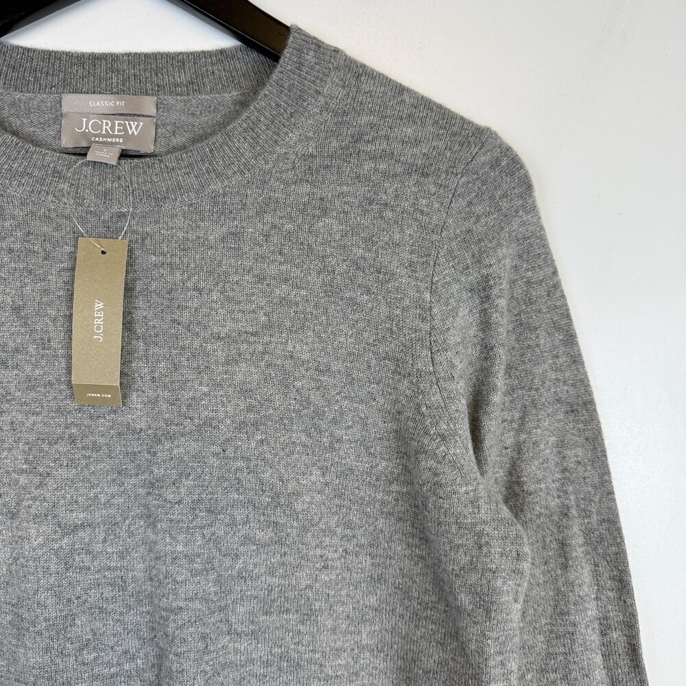NWT J.Crew Classic Fit Crew 100% Cashmere Sweater Knit Heather Ash Gray $148 - S - Picture 3 of 8